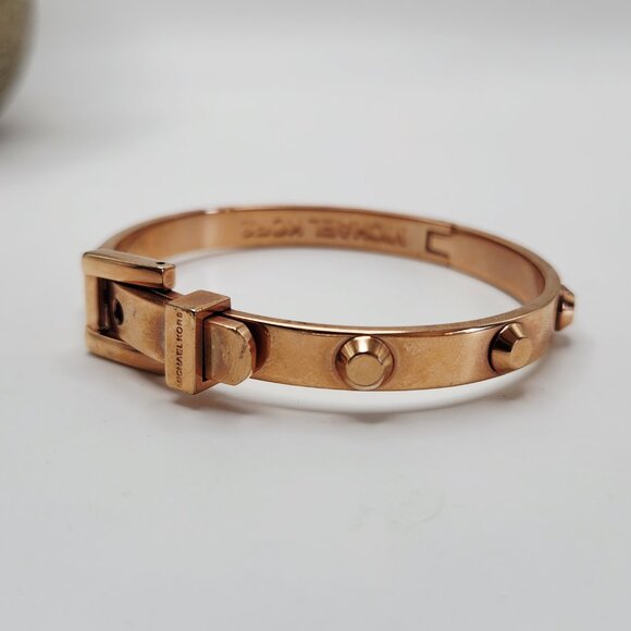 Michael Kors Astor Rose Gold Belt Buckle Studded Bracelet - Picture 1 of 8